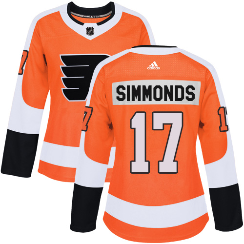 Adidas Philadelphia Flyers #17 Wayne Simmonds Orange Home Authentic Women Stitched NHL Jersey->women nhl jersey->Women Jersey